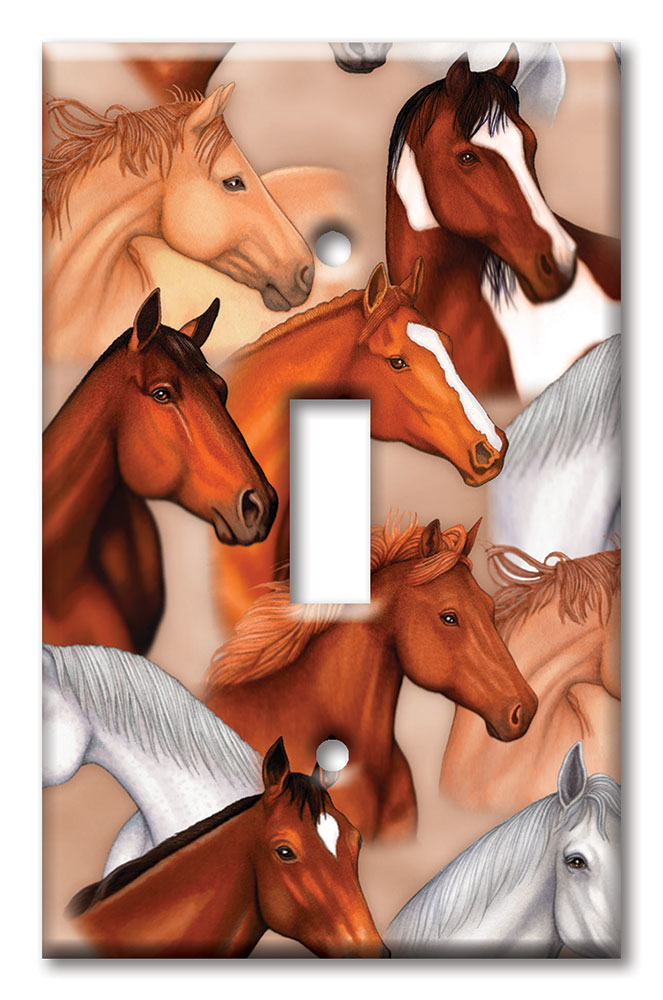 Art Plates - Decorative OVERSIZED Wall Plate - Outlet Cover - Horses - Image by Dan Morris