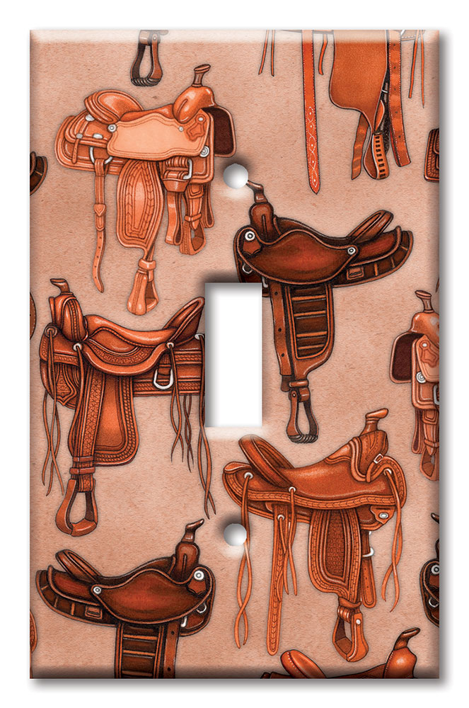 Art Plates - Decorative OVERSIZED Wall Plate - Outlet Cover - Horse Saddles - Image by Dan Morris
