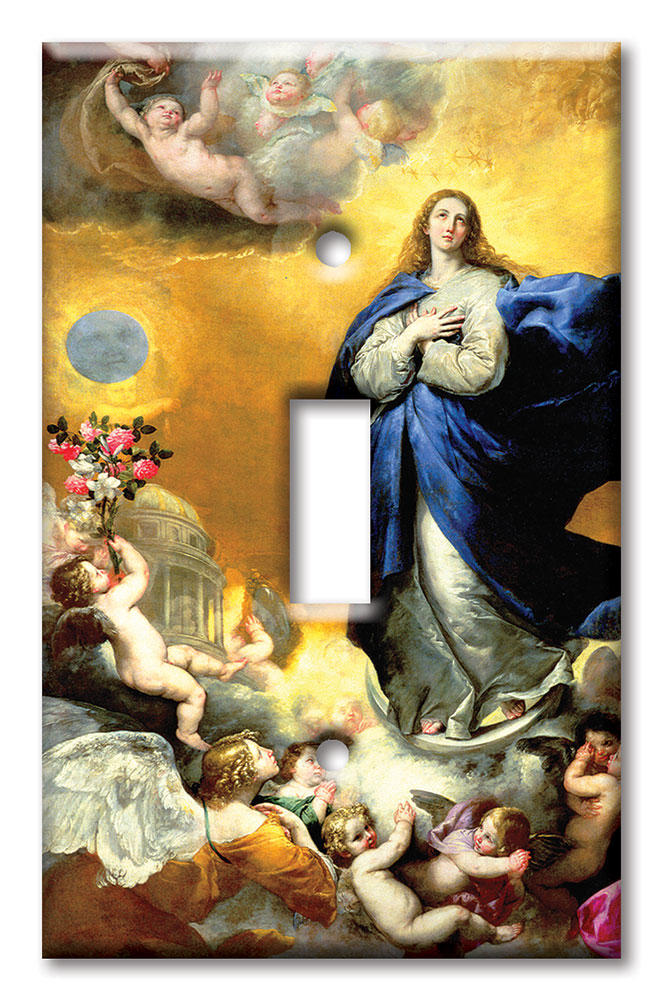Art Plates - Decorative OVERSIZED Wall Plate - Outlet Cover - Immaculate Conception