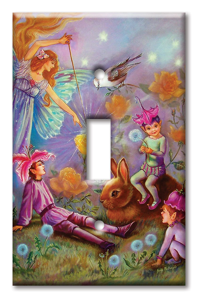 Art Plates - Decorative OVERSIZED Wall Plate - Outlet Cover - Fairy