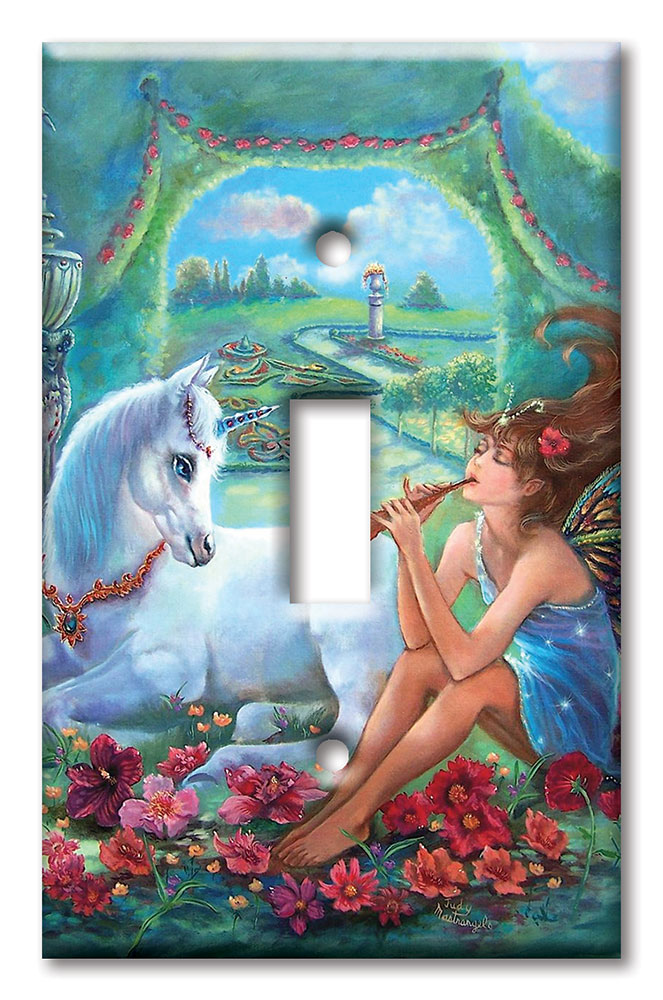 Art Plates - Decorative OVERSIZED Wall Plate - Outlet Cover - Flute Fairy