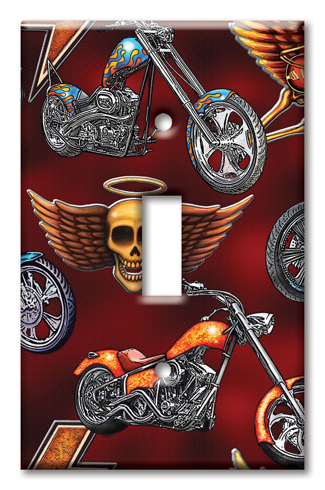Art Plates - Decorative OVERSIZED Wall Plates & Outlet Covers - Choppers and Skulls - Image by Dan Morris