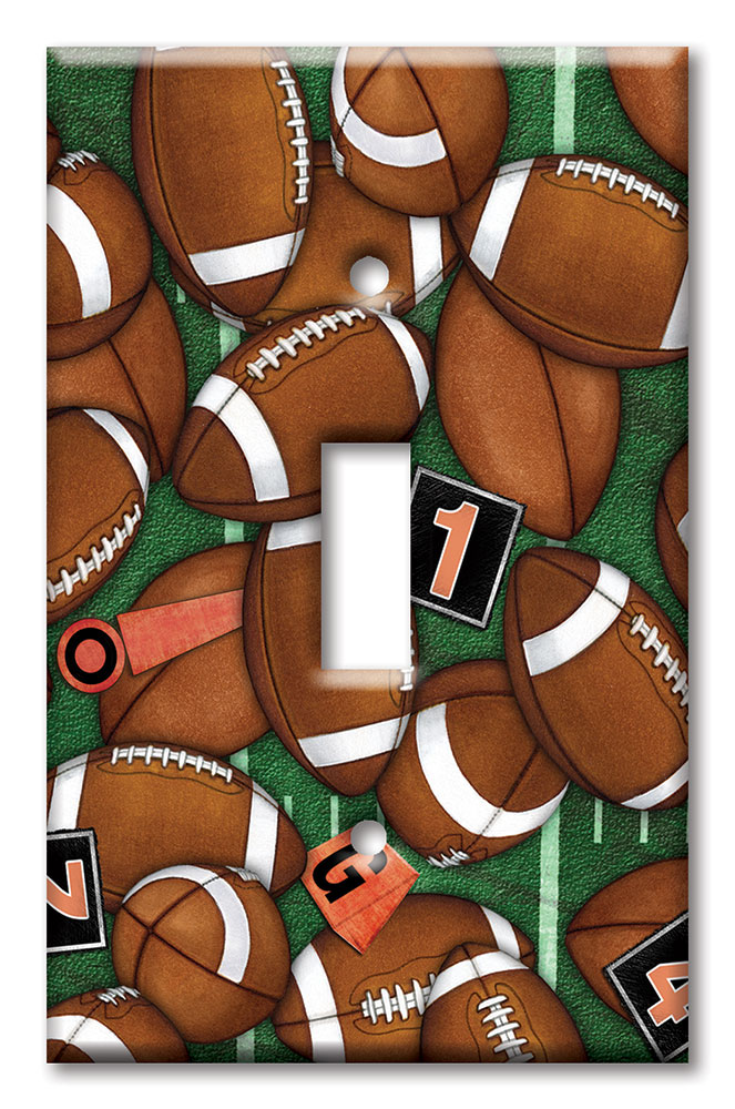 Art Plates - Decorative OVERSIZED Wall Plate - Outlet Cover - Footballs - Image by Dan Morris