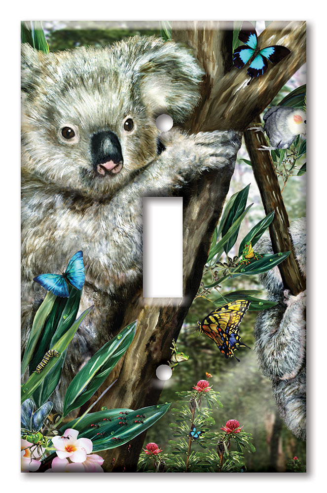 Art Plates - Decorative OVERSIZED Wall Plate - Outlet Cover - Koala Bear