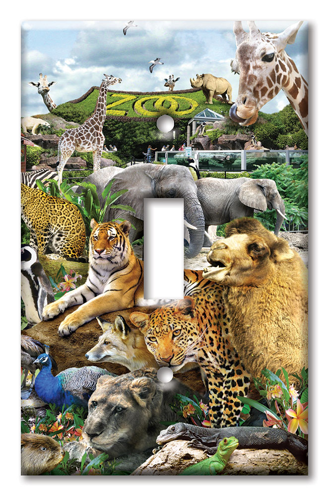 Art Plates - Decorative OVERSIZED Switch Plate - Outlet Cover - Zoo Animals