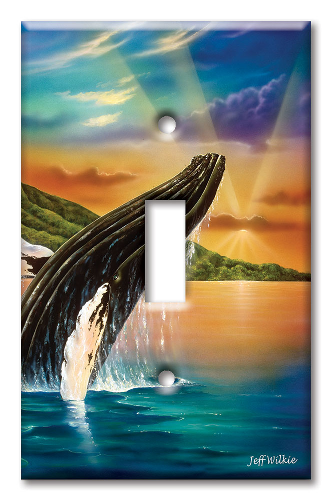 Art Plates - Decorative OVERSIZED Wall Plate - Outlet Cover - Humpback Whales