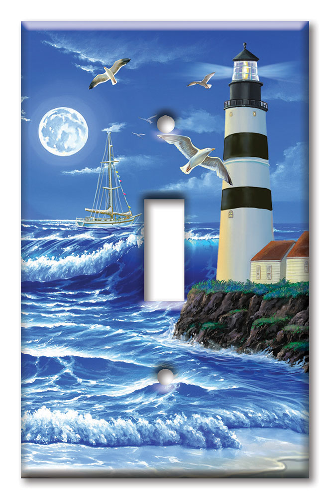 Art Plates - Decorative OVERSIZED Switch Plates & Outlet Covers - Lighthouse at Night
