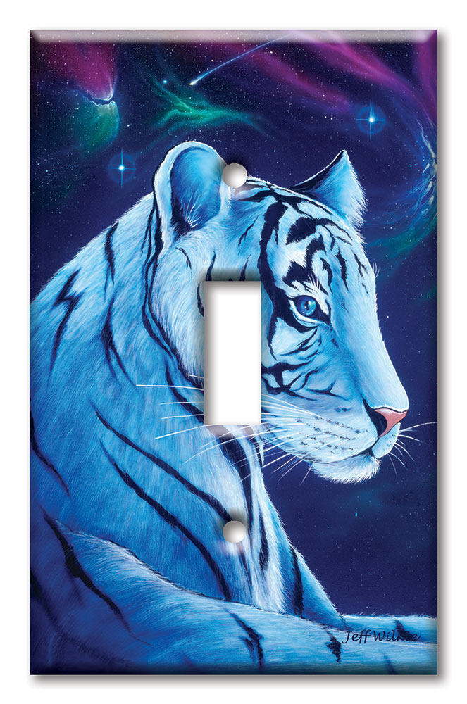 Art Plates - Decorative OVERSIZED Switch Plate - Outlet Cover - White Tiger