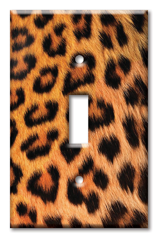 Art Plates - Decorative OVERSIZED Wall Plate - Outlet Cover - Faux Leopard Fur