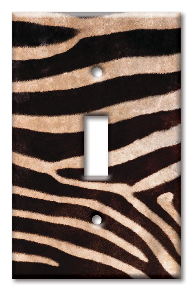 Art Plates - Decorative OVERSIZED Wall Plate - Outlet Cover - Faux Zebra Fur