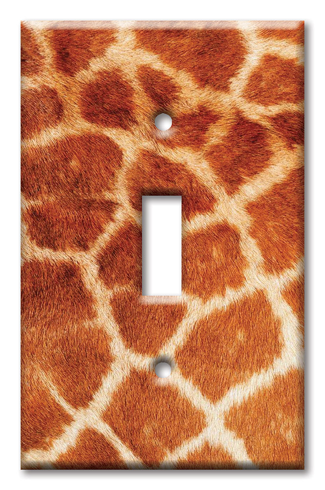 Art Plates - Decorative OVERSIZED Wall Plate - Outlet Cover - Faux Giraffe Fur