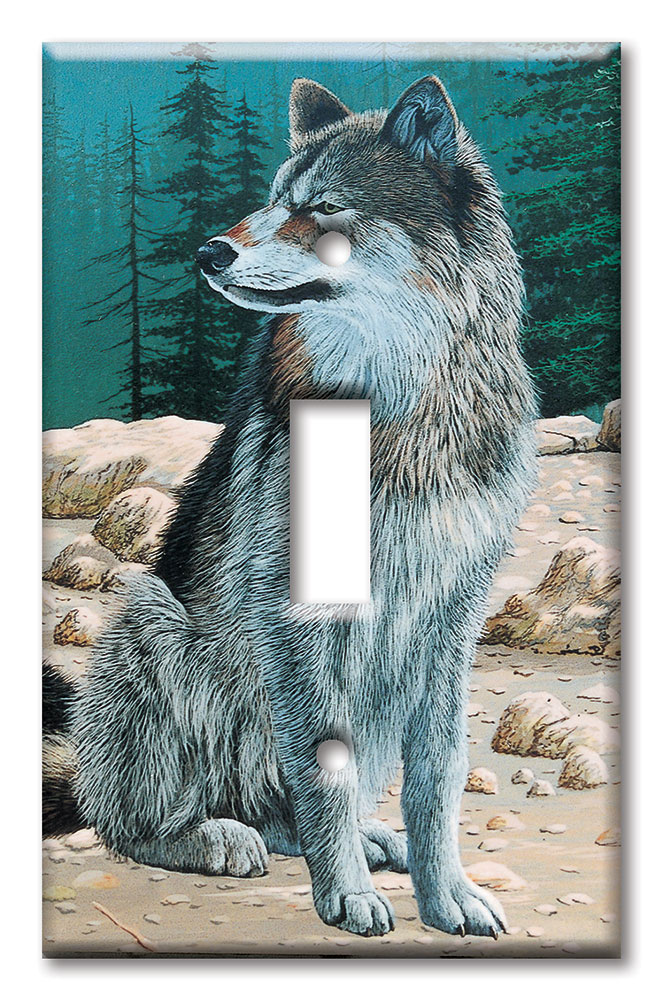 Art Plates - Decorative OVERSIZED Switch Plate - Outlet Cover - Wolf