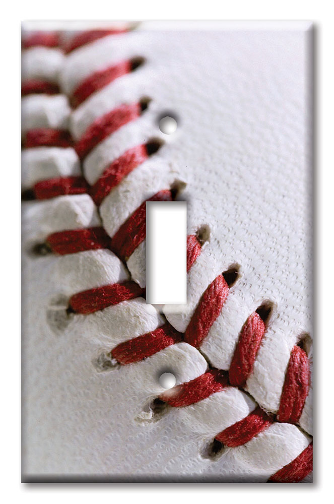 Art Plates - Decorative OVERSIZED Wall Plates & Outlet Covers - Baseball Stitch