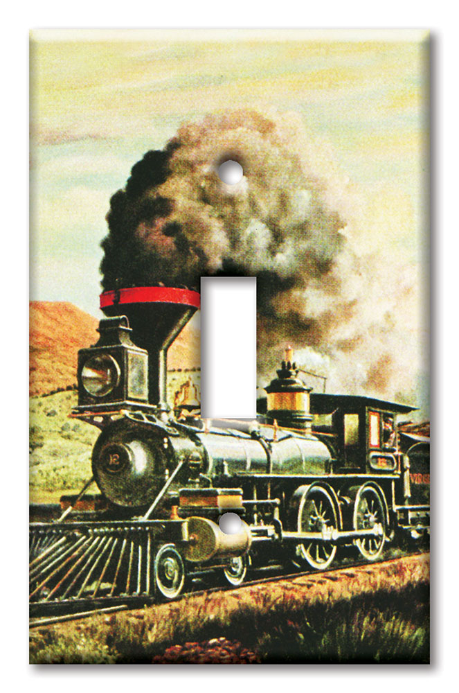 Art Plates - Decorative OVERSIZED Switch Plate - Outlet Cover - Train II