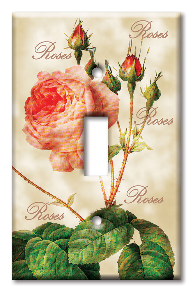 Art Plates - Decorative OVERSIZED Switch Plate - Outlet Cover - Redoute Roses