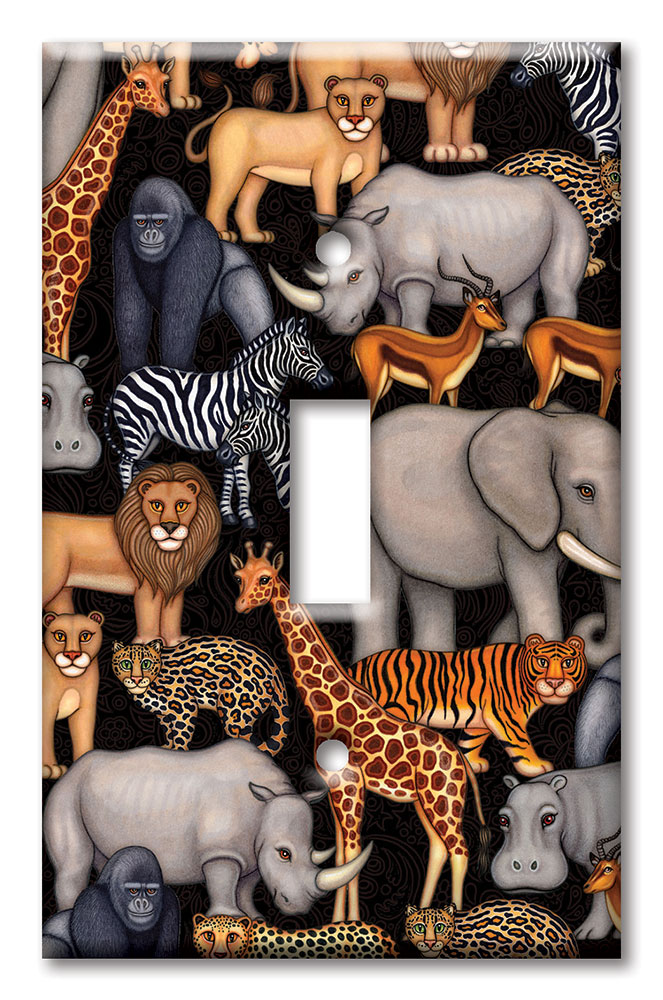 Art Plates - Decorative OVERSIZED Wall Plate - Outlet Cover - Jungle Animals - Image by Dan Morris