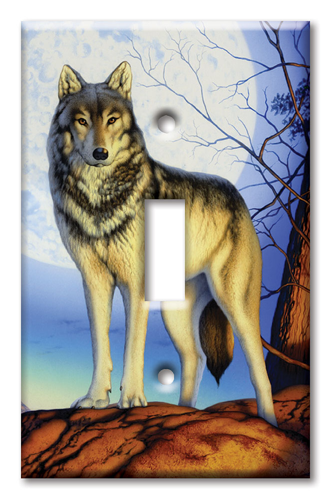 Art Plates - Decorative OVERSIZED Switch Plate - Outlet Cover - Timber Wolf