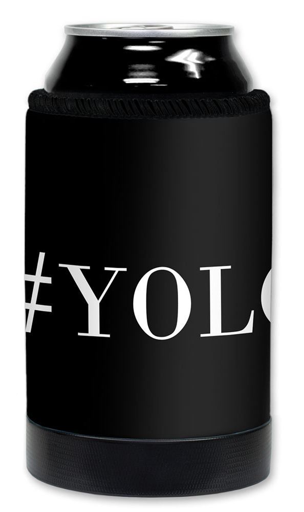 Mugzie Deluxe Can Cooler - Premium Neoprene Wetsuit Material Beverage Can or Bottle Insulator for 16 OZ and 12 OZ Soda Energy Drink Beer Cans - #YOLO