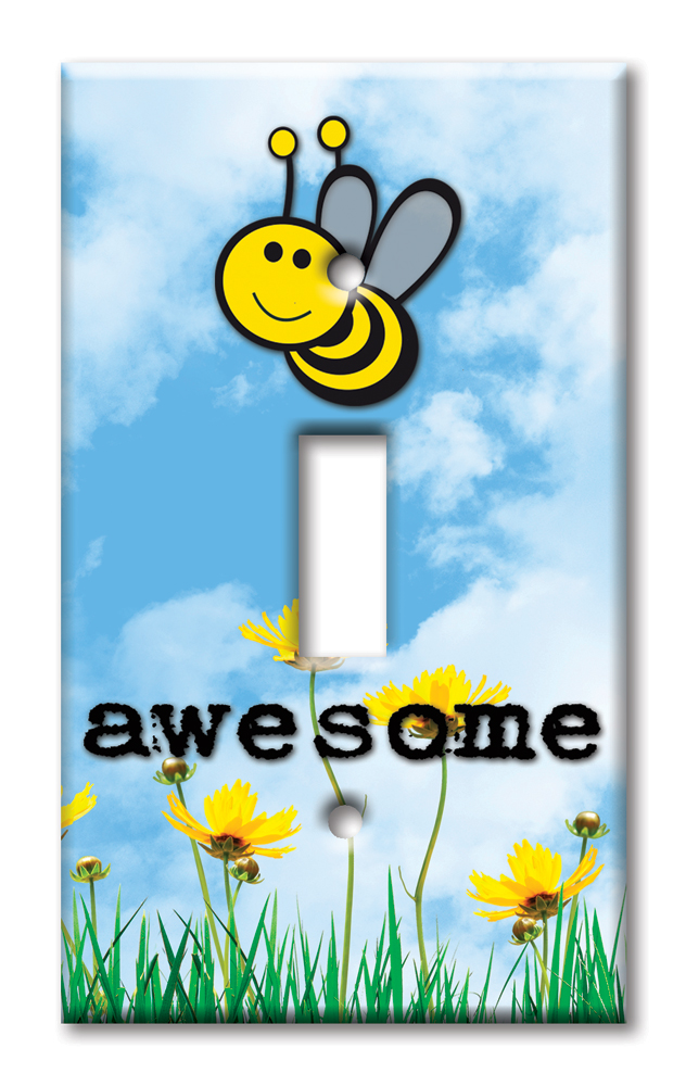 Art Plates - Decorative OVERSIZED Wall Plates & Outlet Covers - Bee Awesome