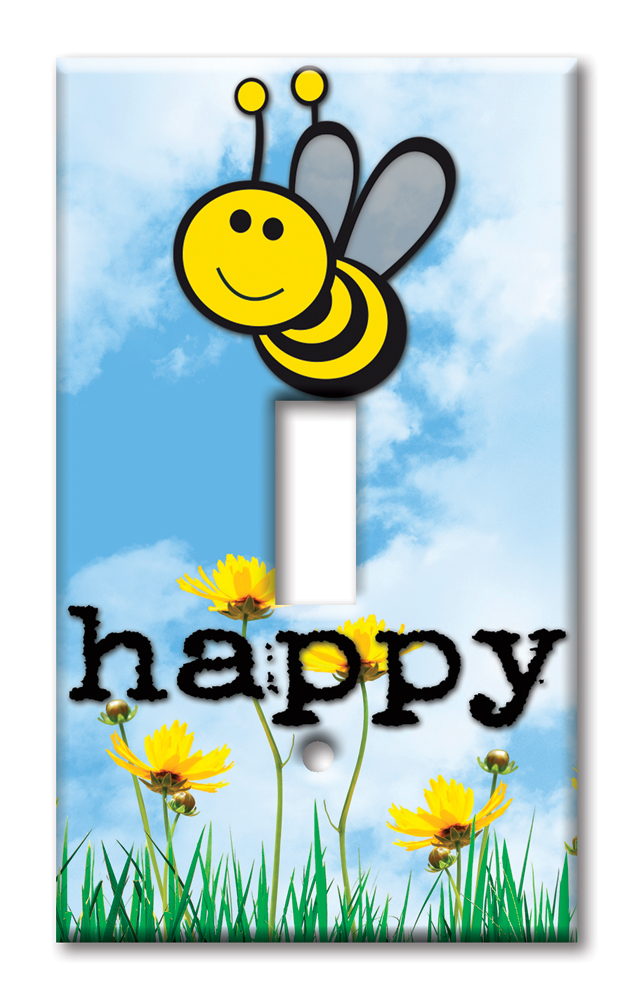 Art Plates - Decorative OVERSIZED Wall Plates & Outlet Covers - Bee Happy