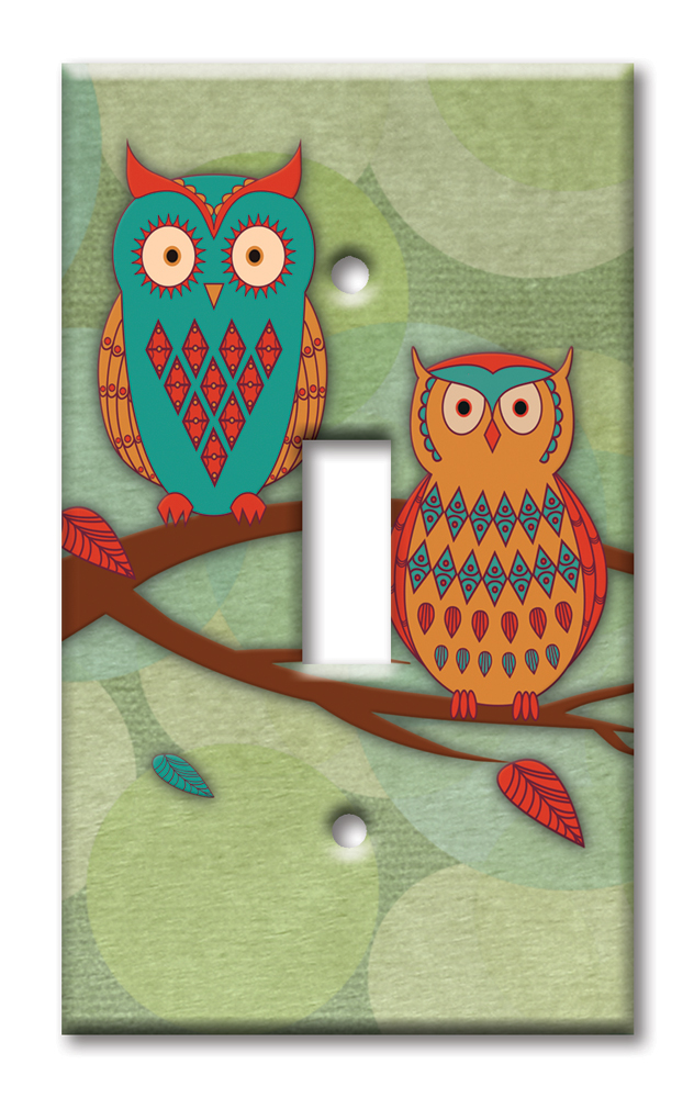 Art Plates - Decorative OVERSIZED Switch Plate - Outlet Cover - Whimsical Owls