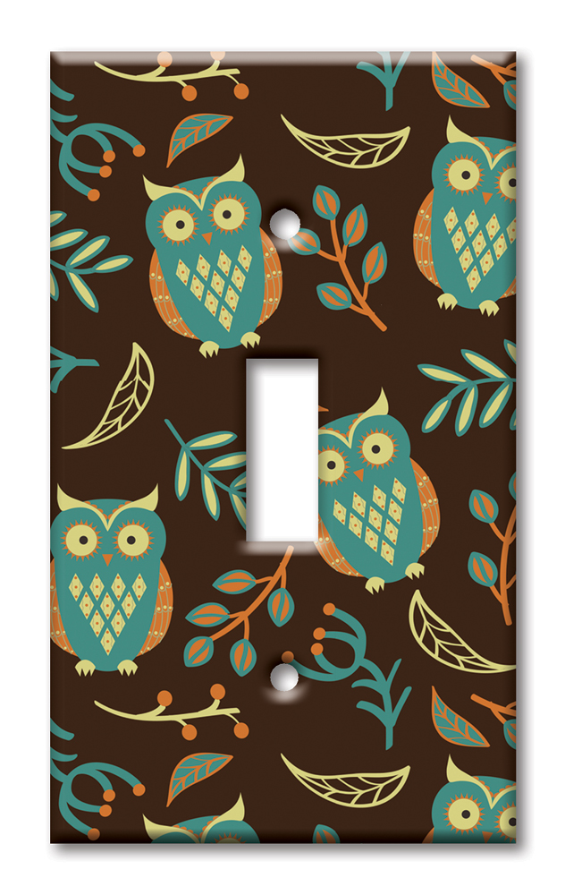 Art Plates - Decorative OVERSIZED Wall Plates & Outlet Covers - Brown Owls