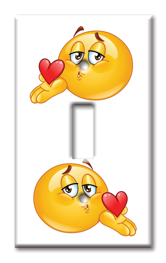 Art Plates - Decorative OVERSIZED Wall Plates & Outlet Covers - Blow a Kiss Emoji