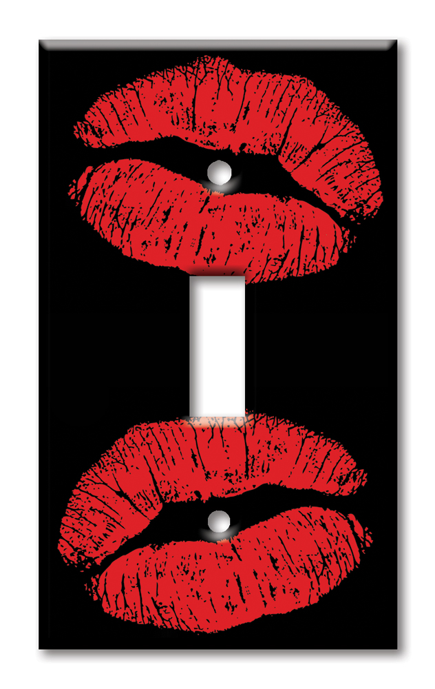 Art Plates - Decorative OVERSIZED Switch Plates & Outlet Covers - Lips Kiss Emoji