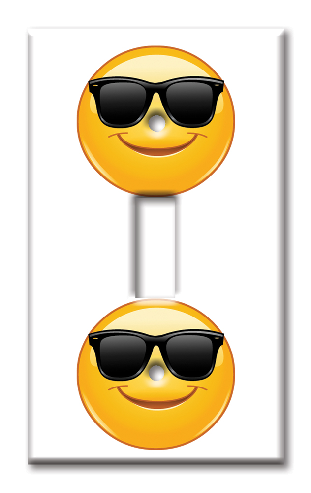 Art Plates - Decorative OVERSIZED Switch Plate - Outlet Cover - Sun Glasses Emoji