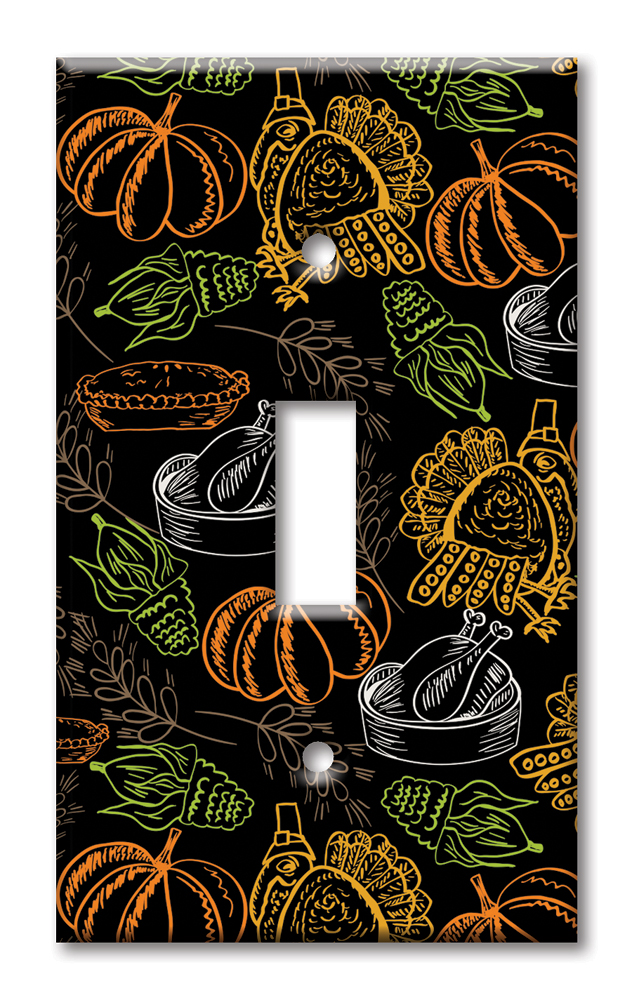 Art Plates - Decorative OVERSIZED Switch Plate - Outlet Cover - Thanksgiving