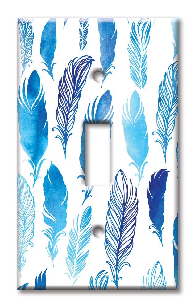 Art Plates - Decorative OVERSIZED Wall Plate - Outlet Cover - Feathers