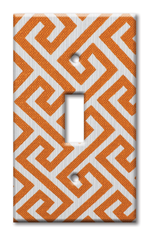 Art Plates - Decorative OVERSIZED Switch Plates & Outlet Covers - Orange Maze