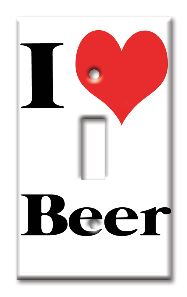 Art Plates - Decorative OVERSIZED Wall Plate - Outlet Cover - I Heart Beer