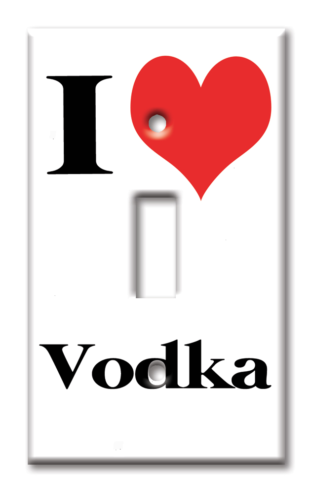 Art Plates - Decorative OVERSIZED Wall Plate - Outlet Cover - I Heart Vodka
