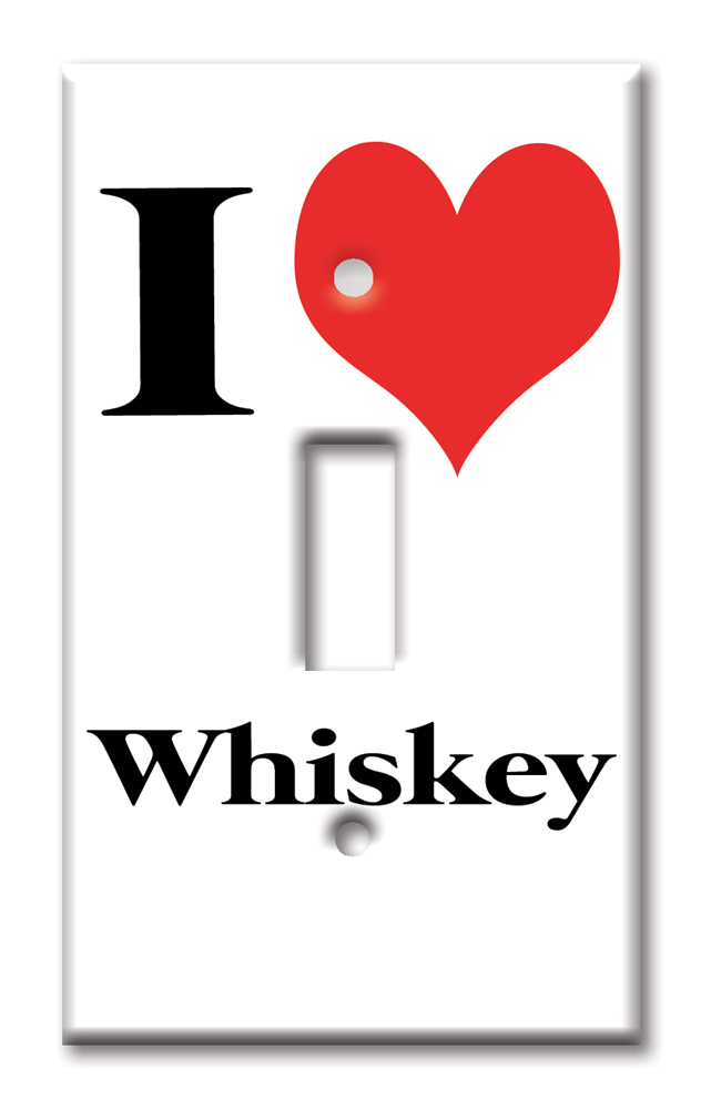 Art Plates - Decorative OVERSIZED Wall Plate - Outlet Cover - I Heart Whiskey