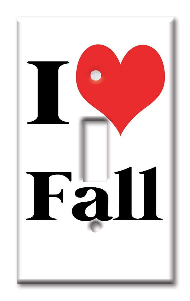 Art Plates - Decorative OVERSIZED Wall Plate - Outlet Cover - I Heart Fall