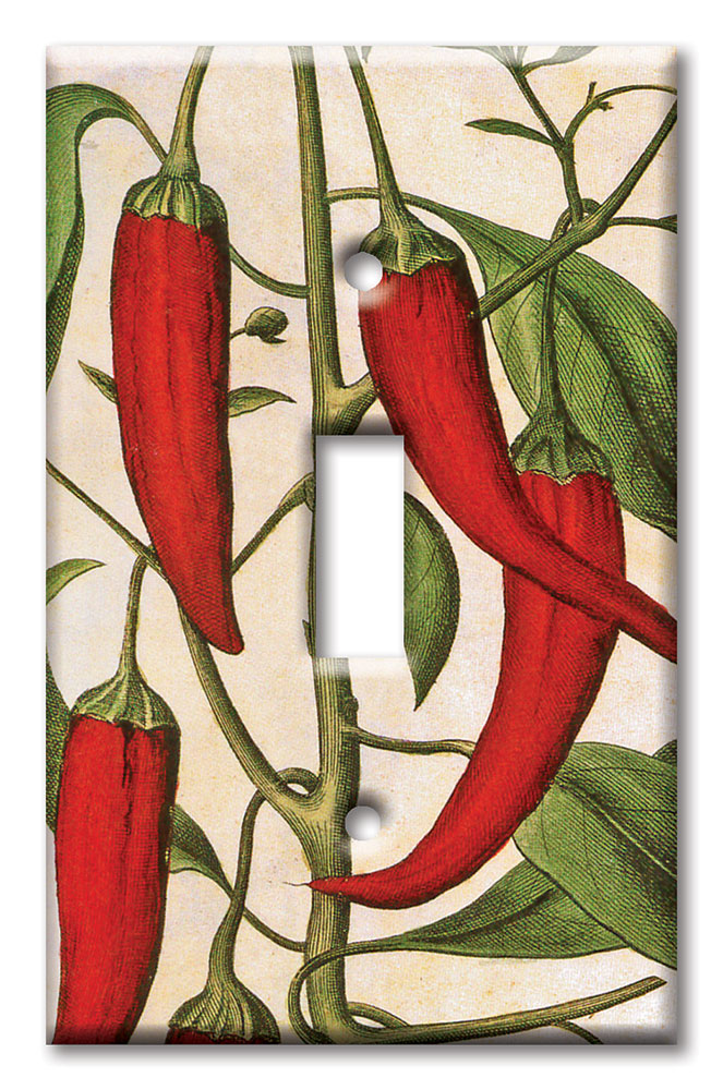 Art Plates - Decorative OVERSIZED Switch Plate - Outlet Cover - Red Peppers