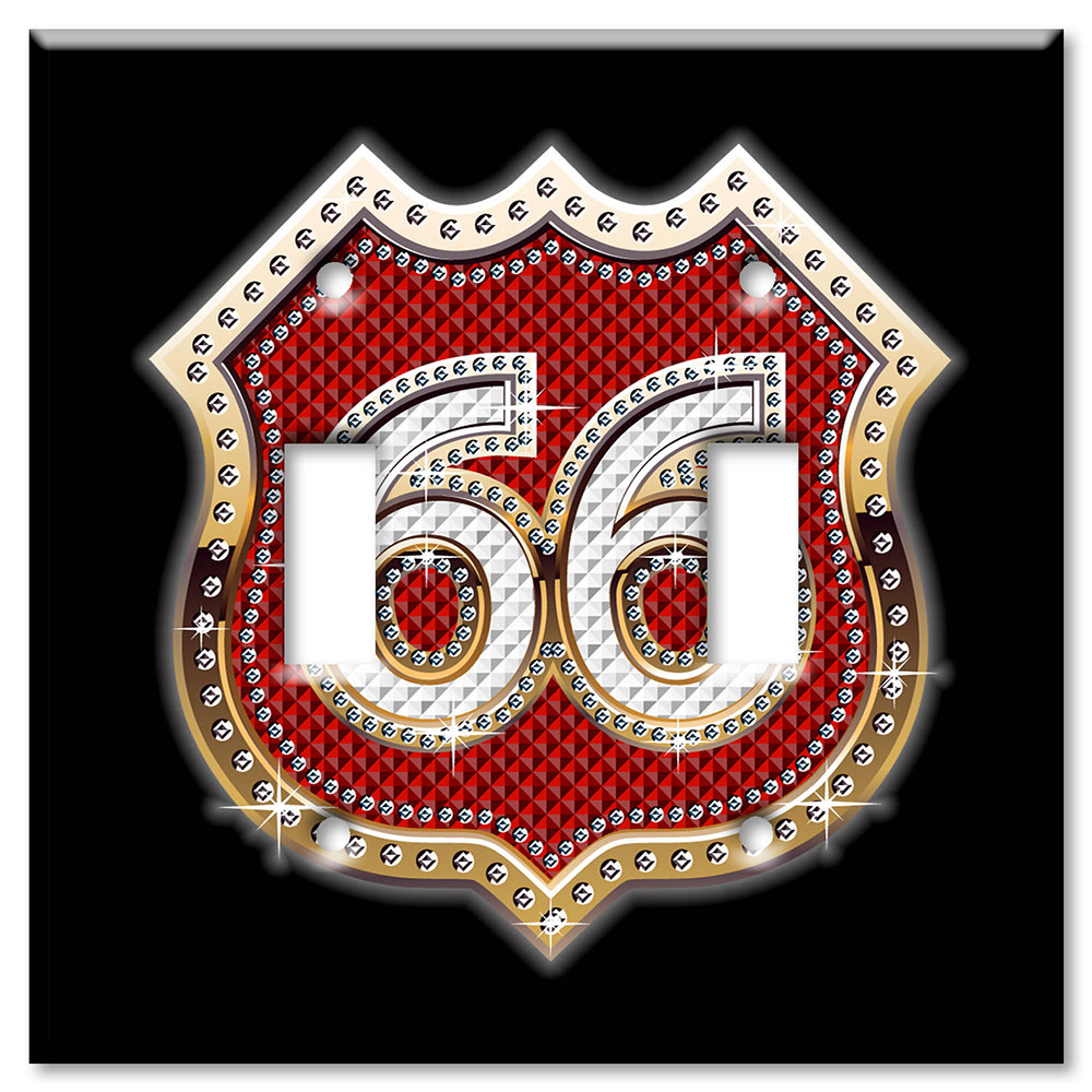 Art Plates - Decorative OVERSIZED Switch Plate - Outlet Cover - Route 66 Bling (red)