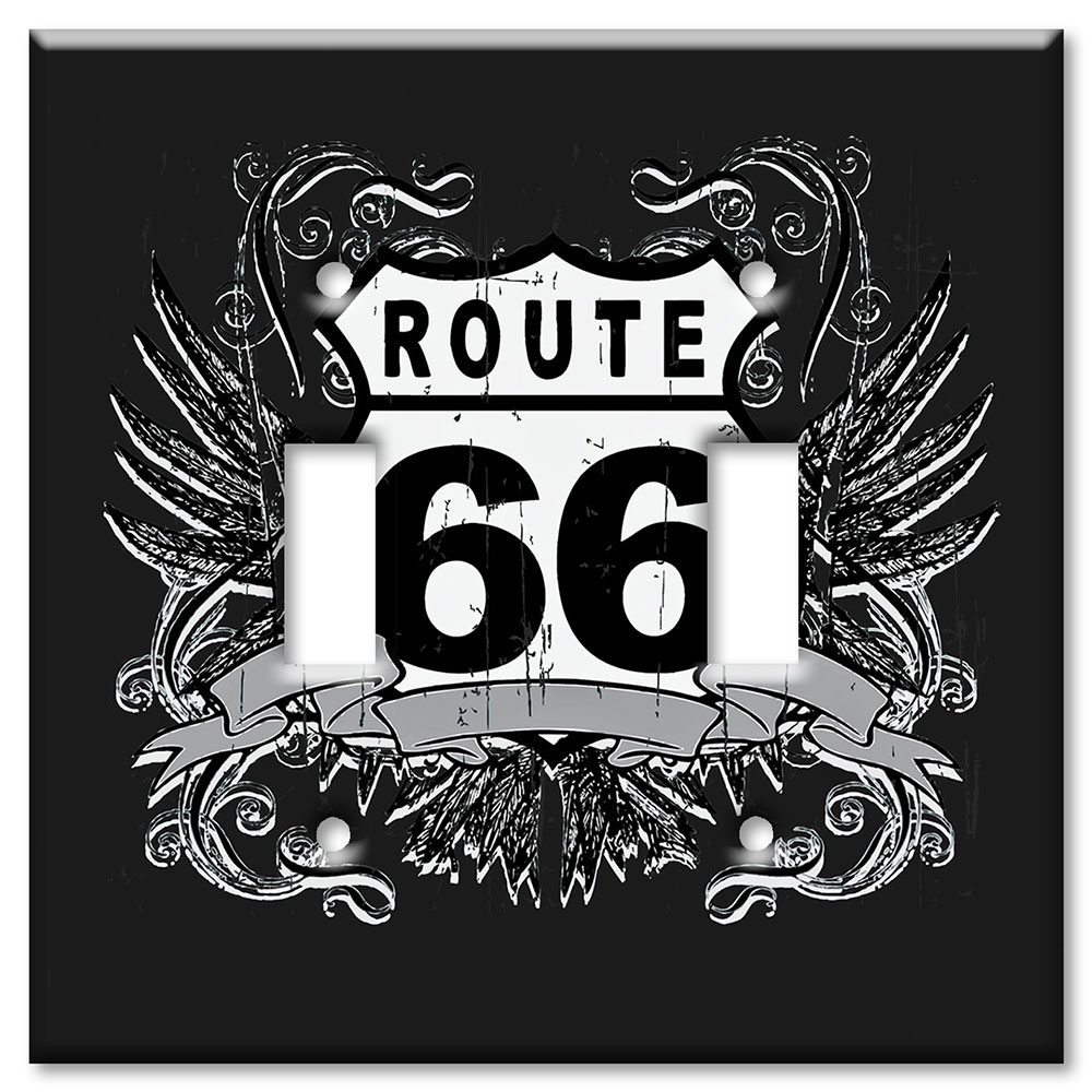 Art Plates - Decorative OVERSIZED Switch Plate - Outlet Cover - Route 66 II