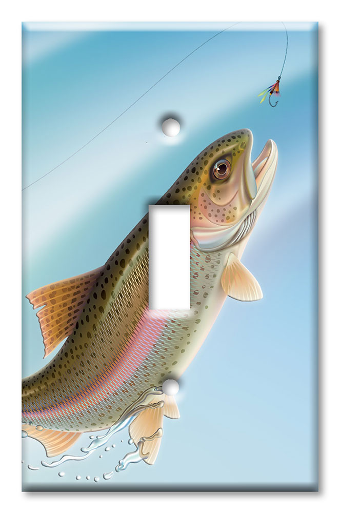 Art Plates - Decorative OVERSIZED Switch Plates & Outlet Covers - Leaping Fish (blue)