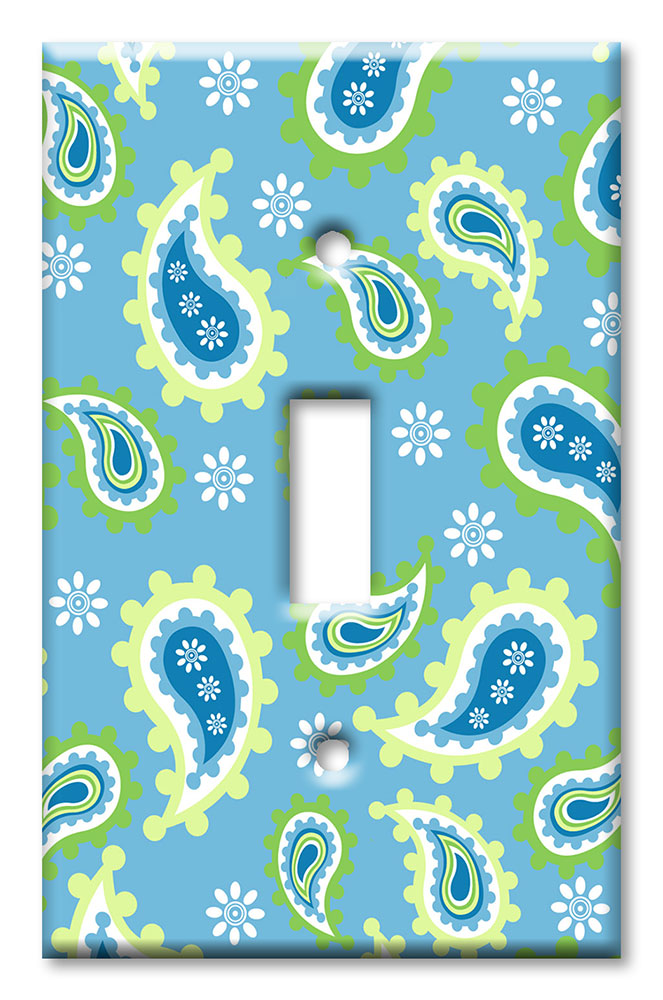 Art Plates - Decorative OVERSIZED Wall Plates & Outlet Covers - Blue Paisley