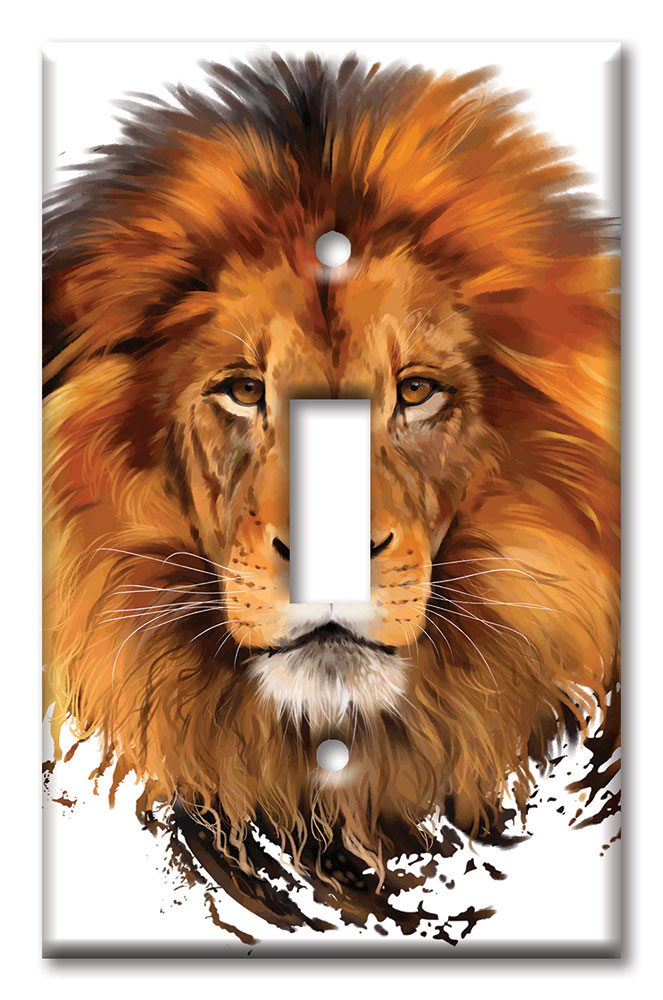 Art Plates - Decorative OVERSIZED Switch Plate - Outlet Cover - Wild Life Lion