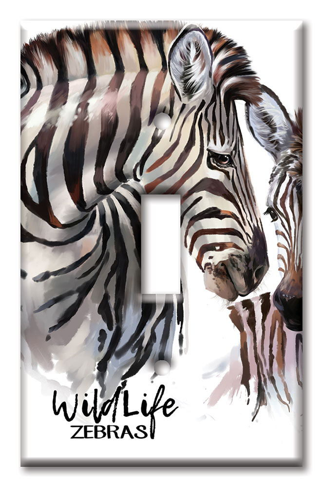 Art Plates - Decorative OVERSIZED Switch Plate - Outlet Cover - Wild Life Zebras