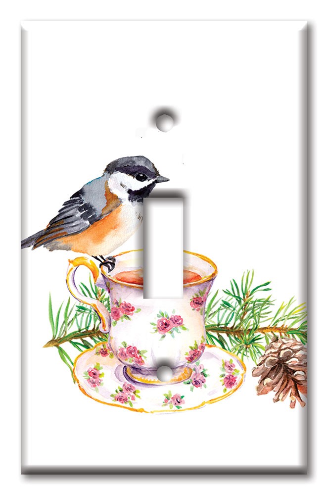 Art Plates - Decorative OVERSIZED Wall Plates & Outlet Covers - Bird At Tea Time