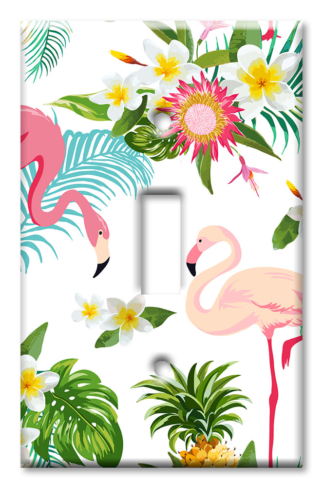 Art Plates - Decorative OVERSIZED Wall Plate - Outlet Cover - Flamingos