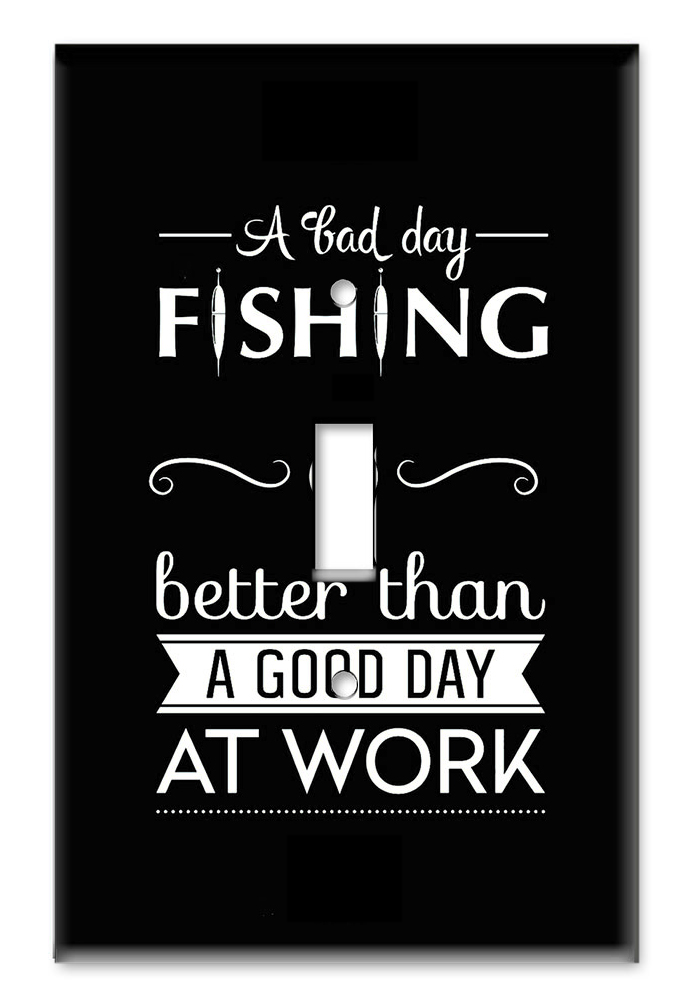 Art Plates - Decorative OVERSIZED Wall Plates & Outlet Covers - Bad Day Fishing