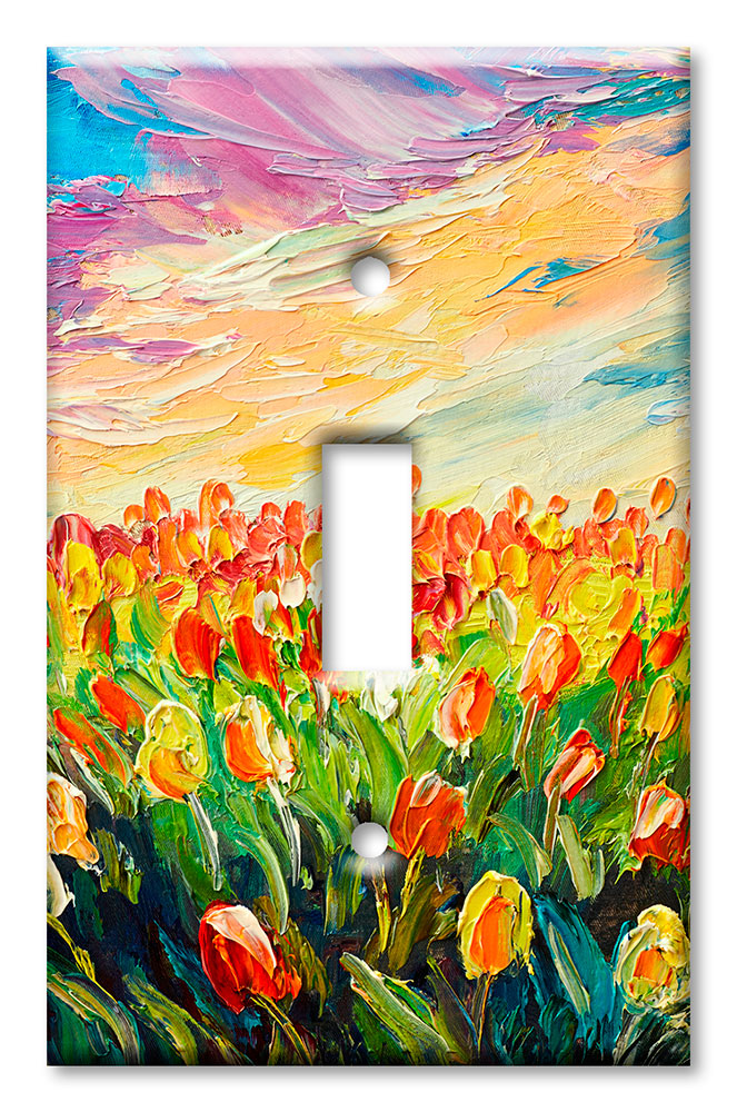 Art Plates - Decorative OVERSIZED Wall Plate - Outlet Cover - Field of Lilies