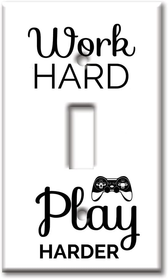 Art Plates - Decorative OVERSIZED Switch Plate - Outlet Cover - Work Hard, Play Harder