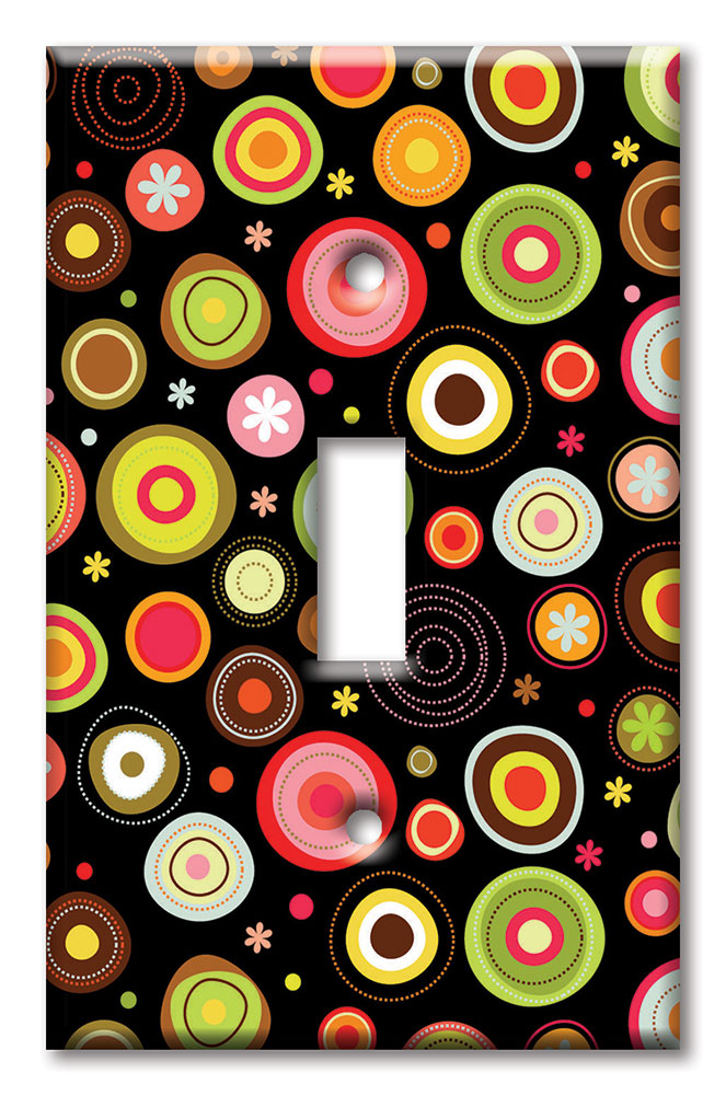 Art Plates - Decorative OVERSIZED Wall Plates & Outlet Covers - Colored Circles