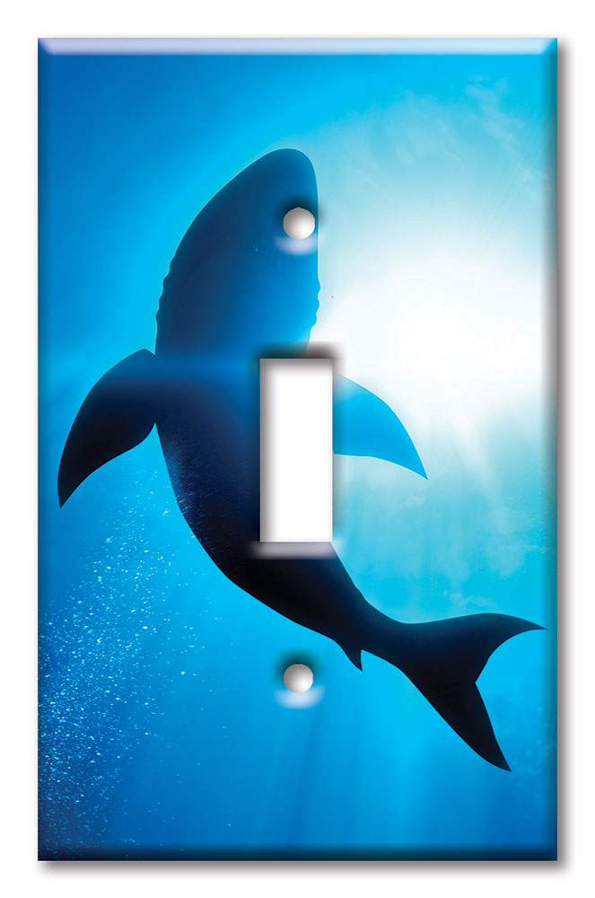 Art Plates - Decorative OVERSIZED Wall Plates & Outlet Covers - Circling Sharks